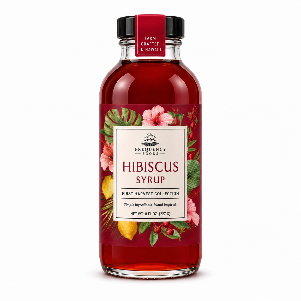 Hibiscus syrup made with Hawaiʻi-grown hibiscus